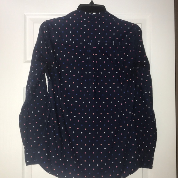 Talbots Navy & Multi Color Polka Dots Button Down - Picture 4 of 4